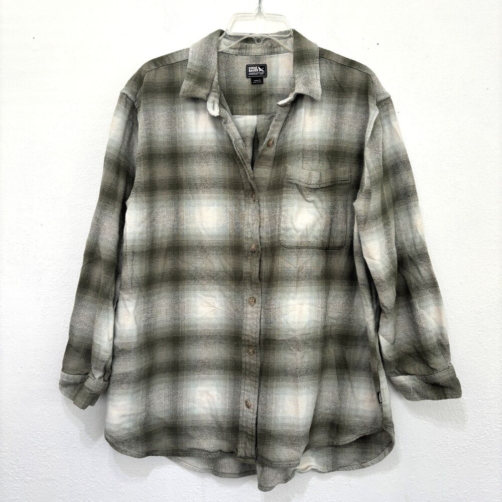 Eddie Bauer Womens Plaid Flannel Button Up Shirt Large Utility Outdoor Heritage